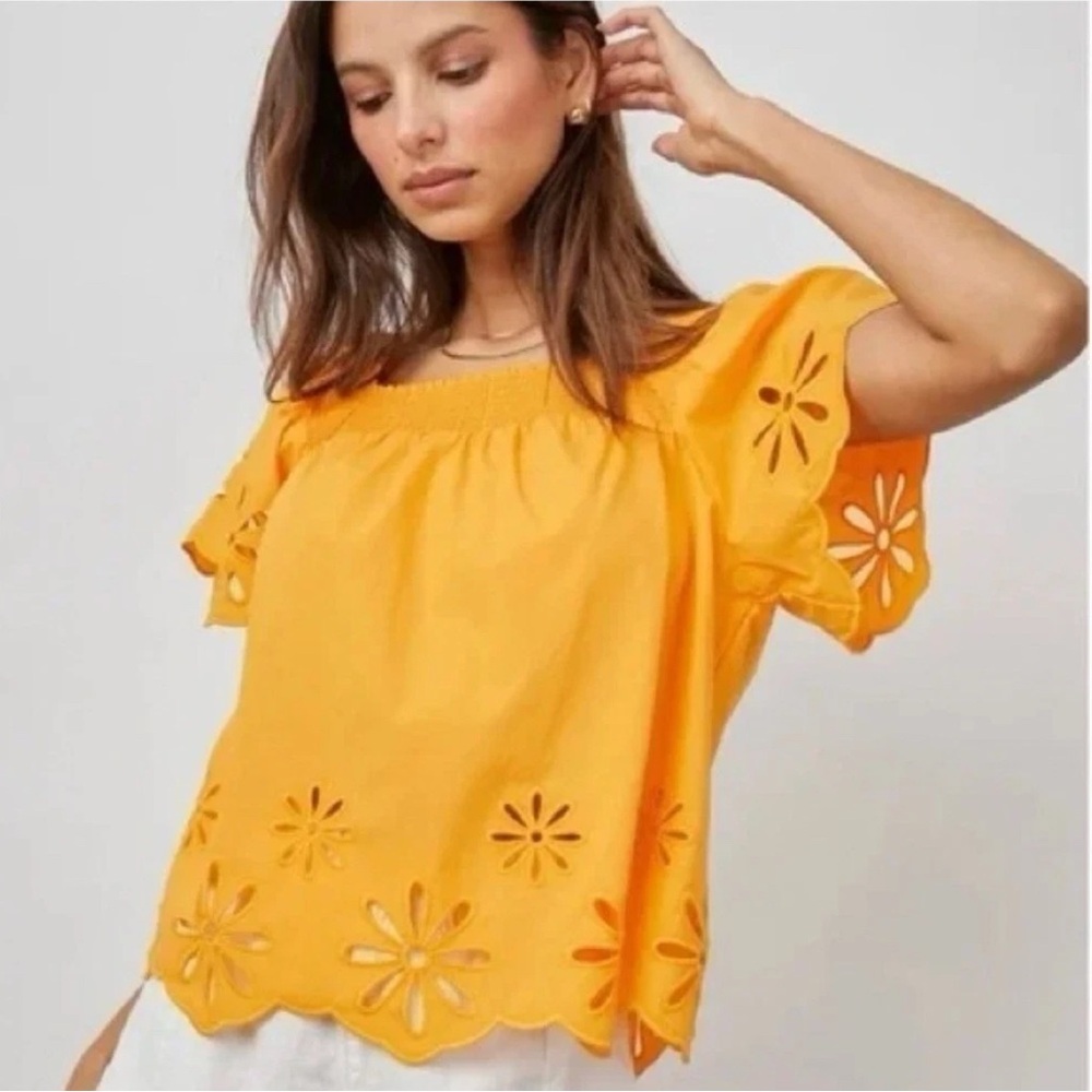 Rails Women’s Sonora Marigold Eyelet Short Sleeve Blouse Medium